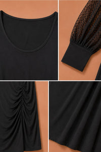 Robe noire grande taille manches tulle plumetis
