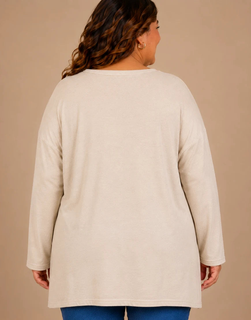 Pull Oversize Manches Longues Col V Grande Taille