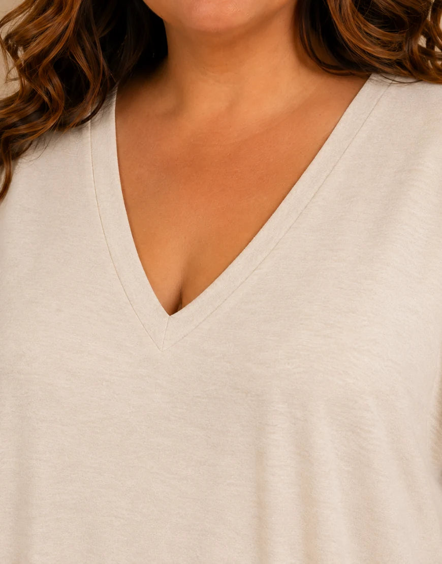 Pull Oversize Manches Longues Col V Grande Taille