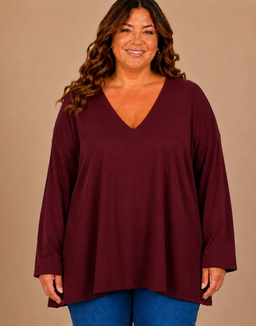 Pull Oversize Manches Longues Col V Grande Taille