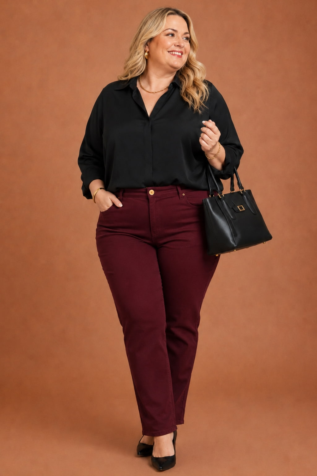 Pantalon slim grande taille stretch 2 poches
