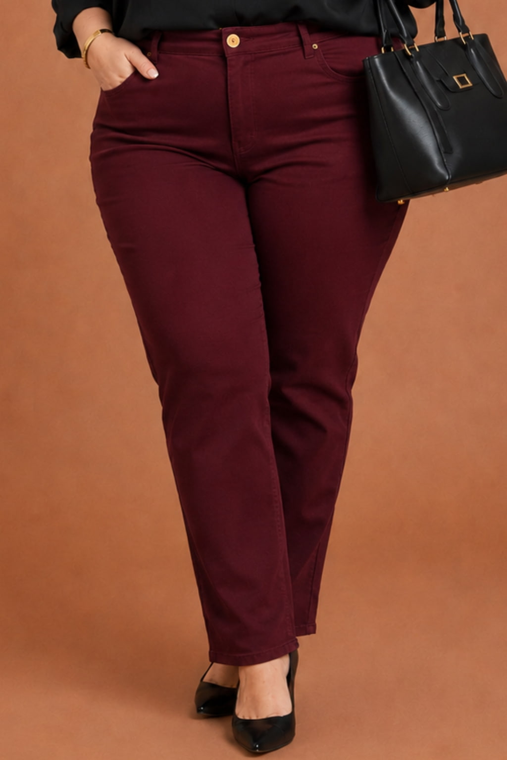 Pantalon slim grande taille stretch 2 poches