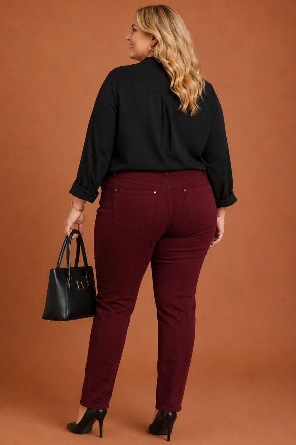 Pantalon slim grande taille stretch 2 poches