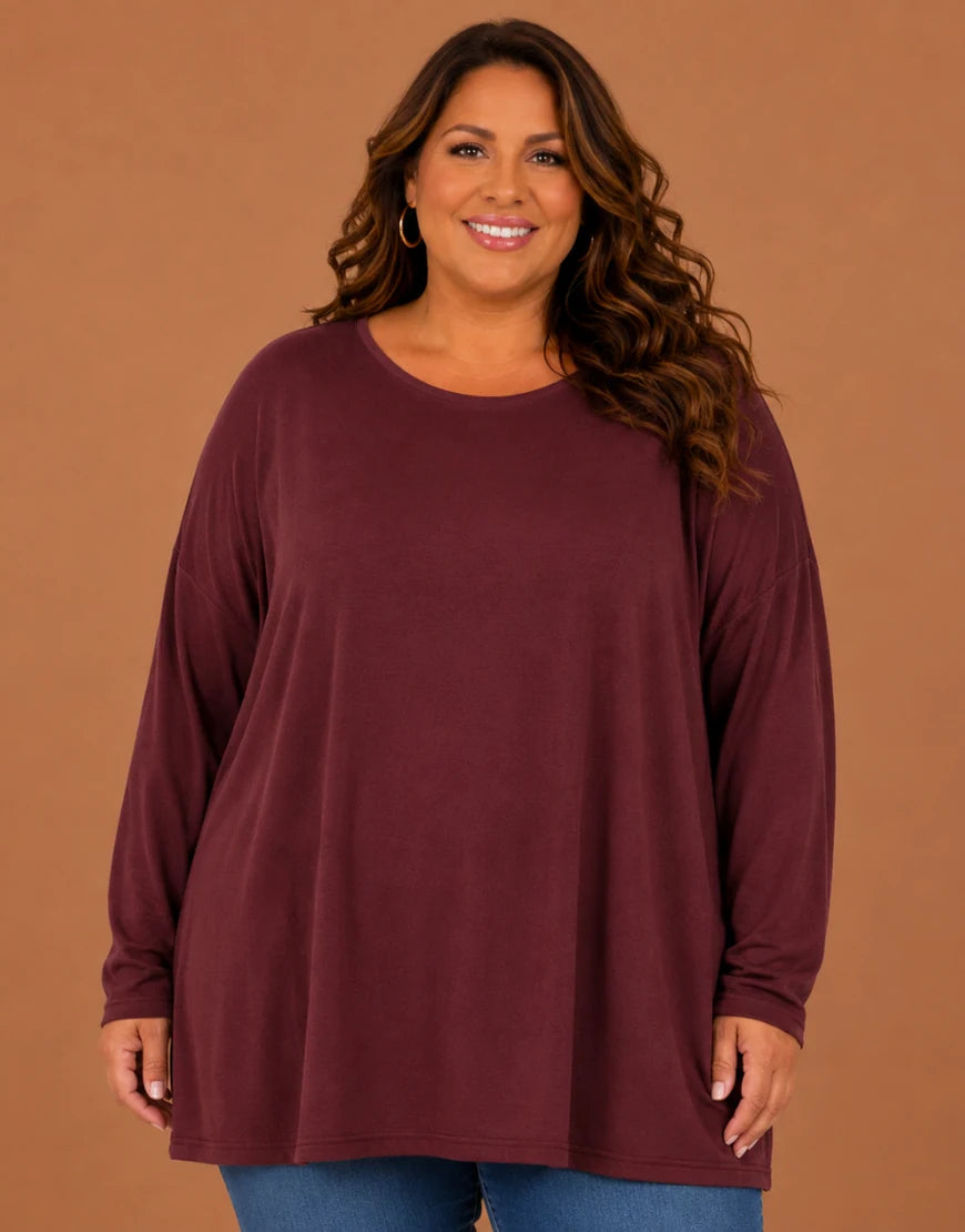 Pull Oversize  Manches Longues Col Rond Grande Taille