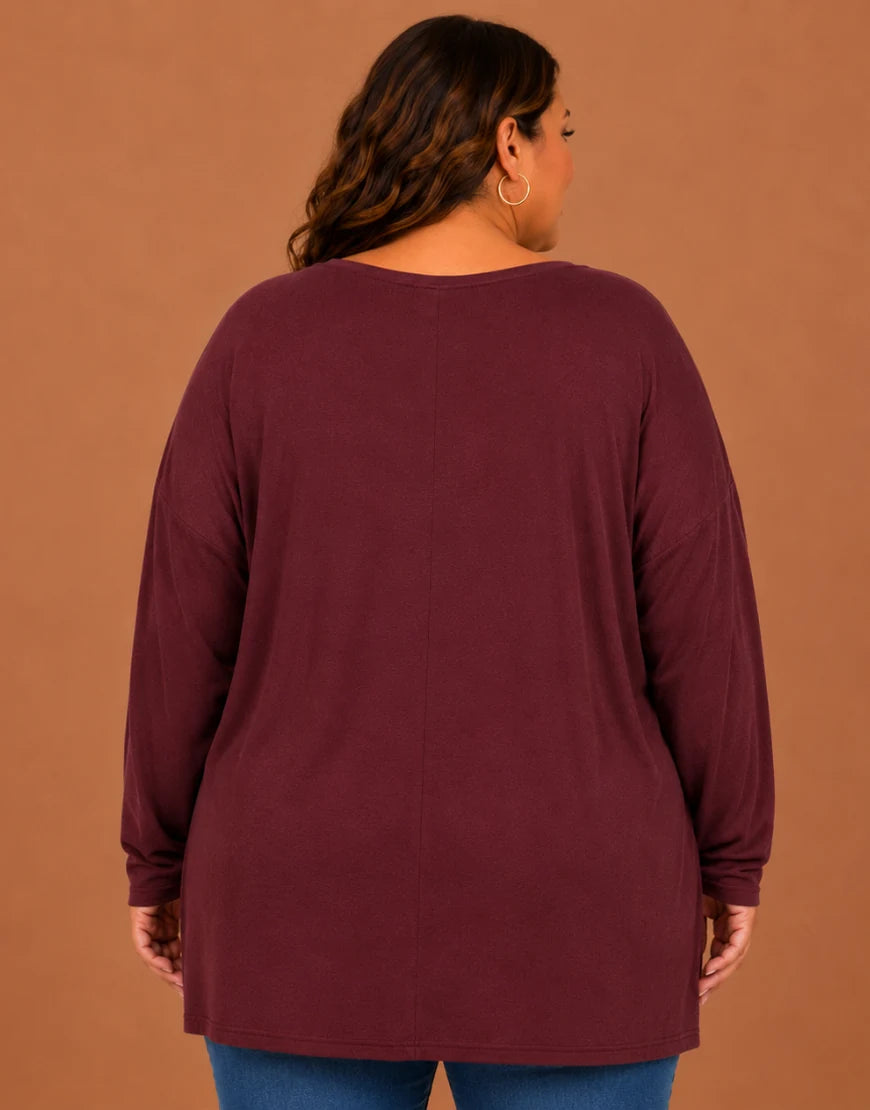 Pull Oversize  Manches Longues Col Rond Grande Taille