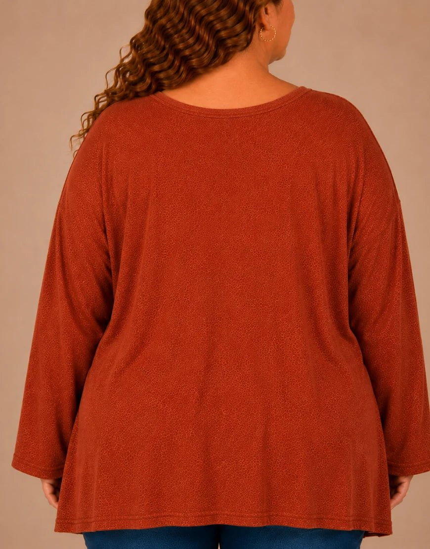 Pull Oversize Manches Longues Col V Grande Taille