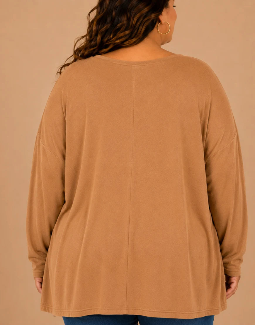 Pull Oversize  Manches Longues Col Rond Grande Taille