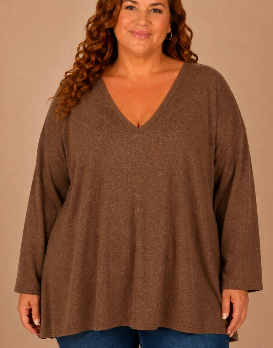 Pull Oversize Manches Longues Col V Grande Taille