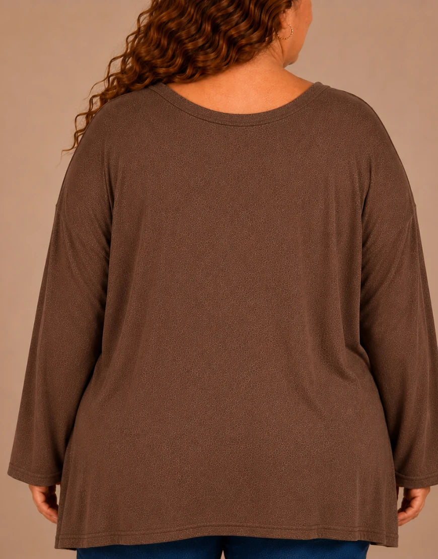 Pull Oversize Manches Longues Col V Grande Taille