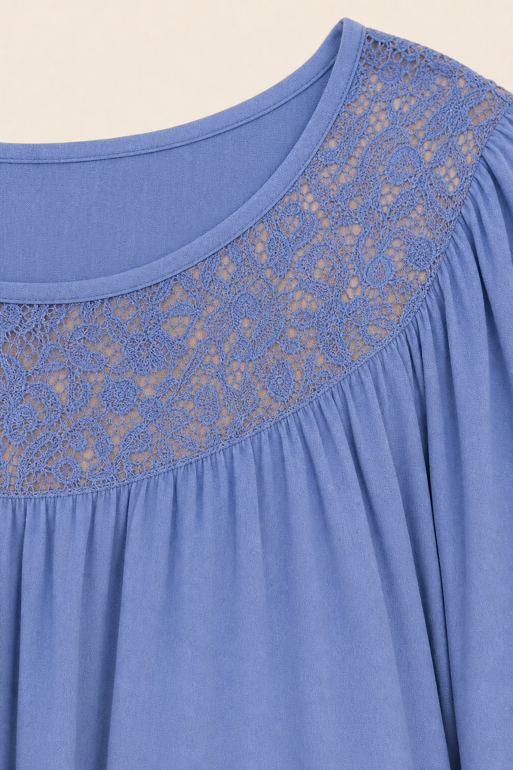 Tunique femme grande taille en viscose col dentelle ajourée coupe décontractée
