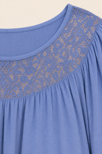 Tunique femme grande taille en viscose col dentelle ajourée coupe décontractée