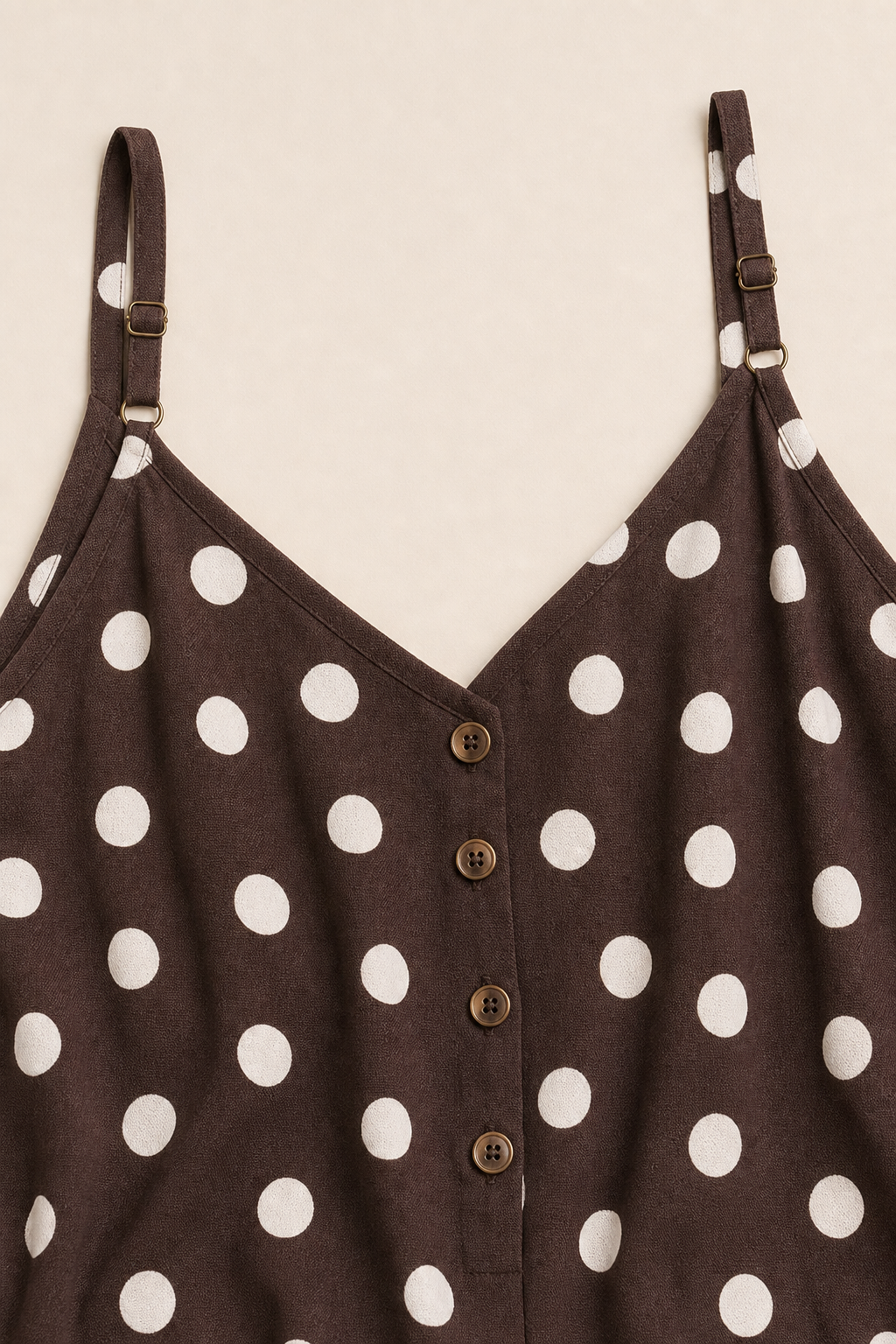 Top femme grande taille col V imprimé à bretelles réglables et boutons décoratifs