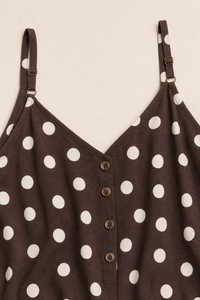 Top femme grande taille col V imprimé à bretelles réglables et boutons décoratifs