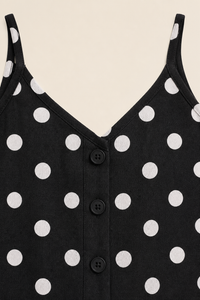 Top femme grande taille col V imprimé à bretelles réglables et boutons décoratifs