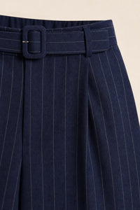 Short grande taille palazzo rayure tennis taille haute élastiquée coupe fluide