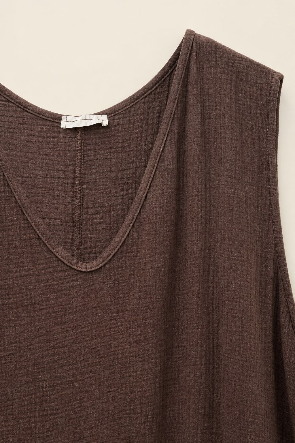 Robe grande taille midi sans manches en double gaze de coton coupe décontractée