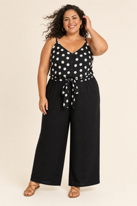 Top femme grande taille col V imprimé à bretelles réglables et boutons décoratifs