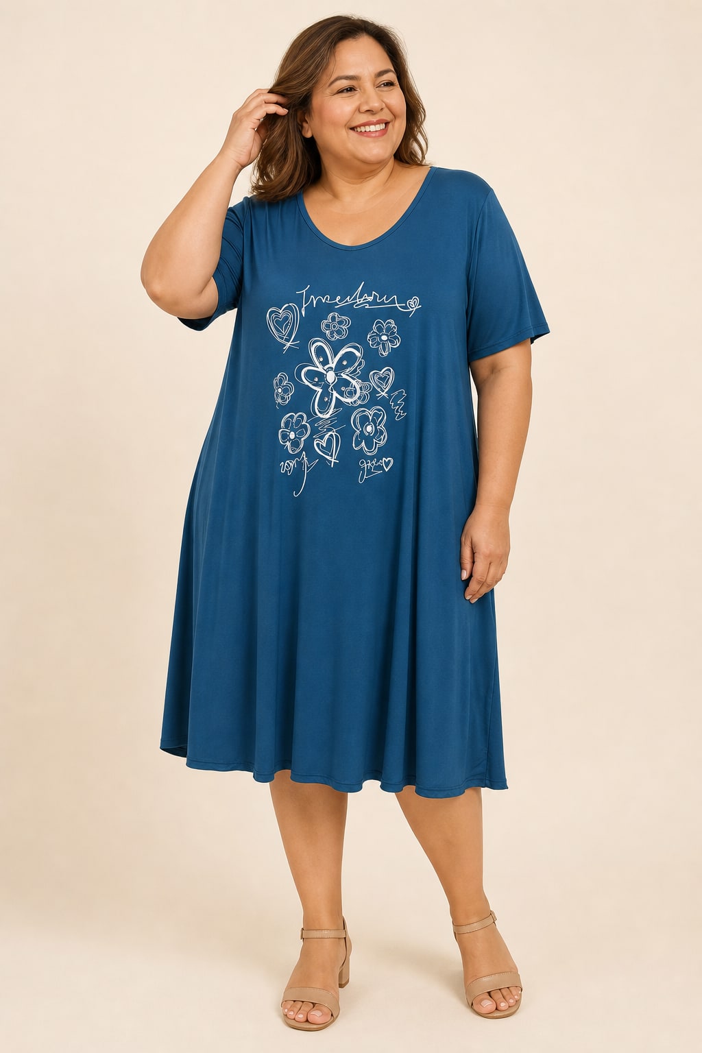 T-shirt grande taille fluide en viscose coupe décontractée manches courtes