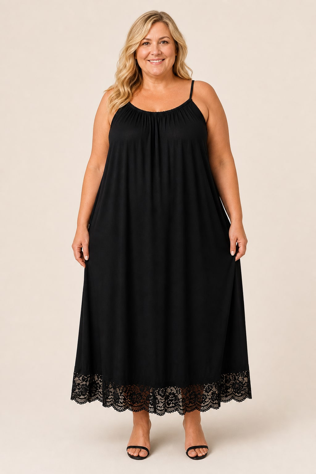 Robe grande taille fluide en viscose coupe souple à manches