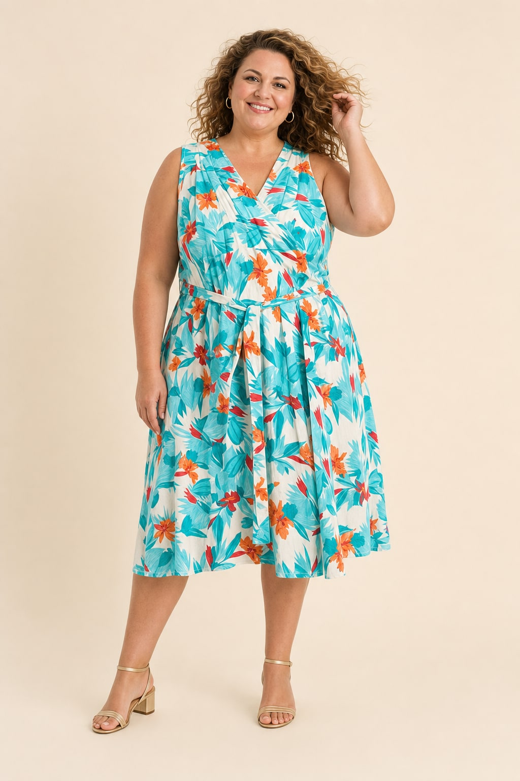 Robe grande taille fluide en viscose coupe souple et confortable Image