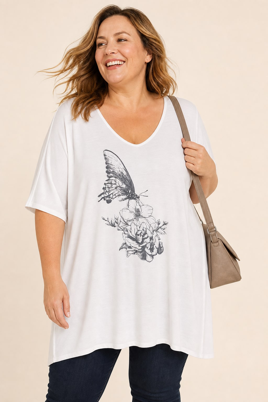 T-shirt grande taille fluide en viscose coupe décontractée manches courtes