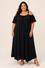 Robe grande taille longue en viscose fluide coupe élastiquée