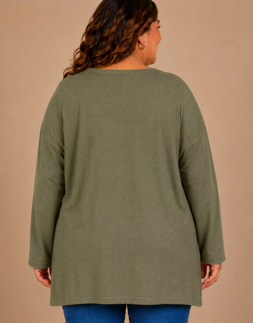 Pull Oversize Manches Longues Col V Grande Taille