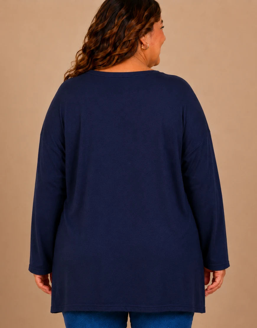 Pull Oversize Manches Longues Col V Grande Taille