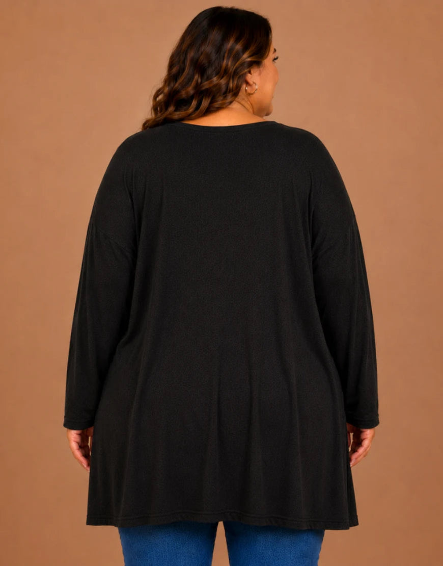 Pull Oversize Manches Longues Col V Grande Taille