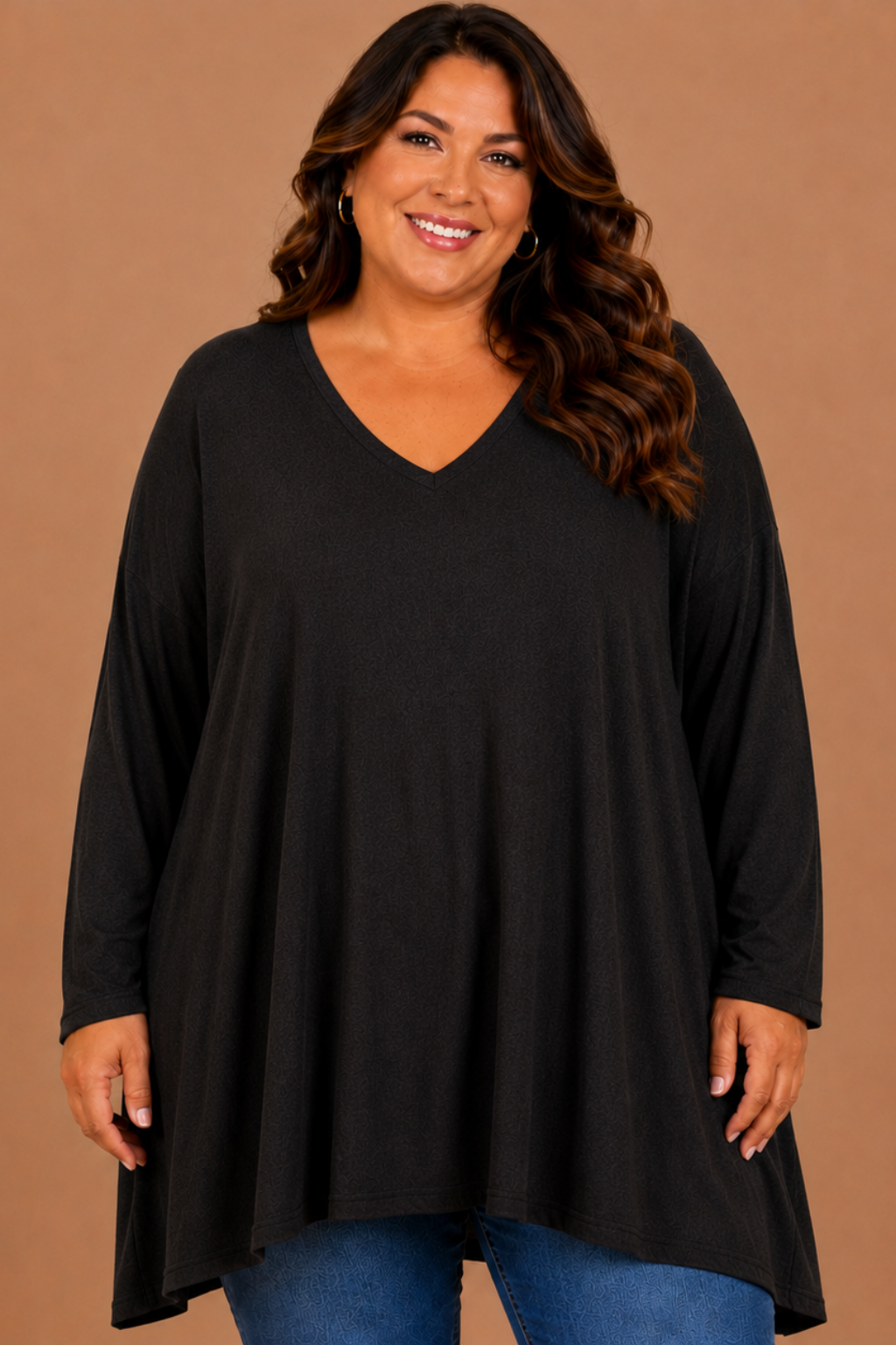 Pull Oversize Manches Longues Col V Grande Taille