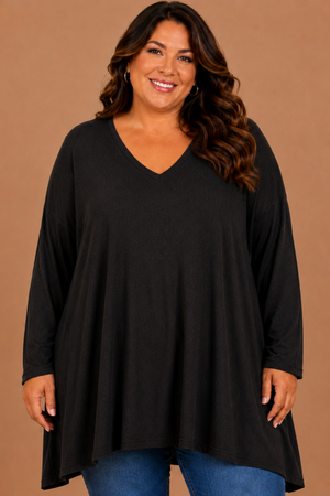 Pull Oversize Manches Longues Col V Grande Taille