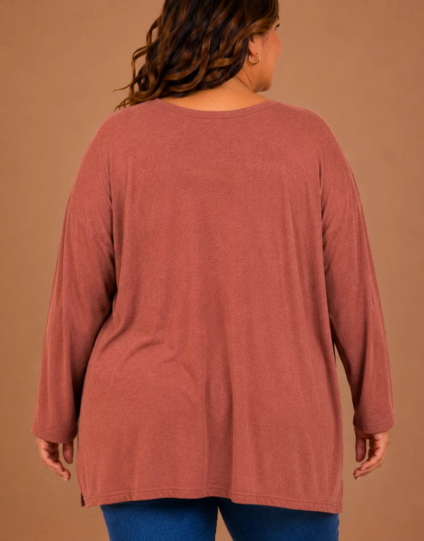Pull Oversize Manches Longues Col V Grande Taille