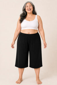 Pantacourt grande taille fluide viscose élasthanne coupe droite longueur 73 cm