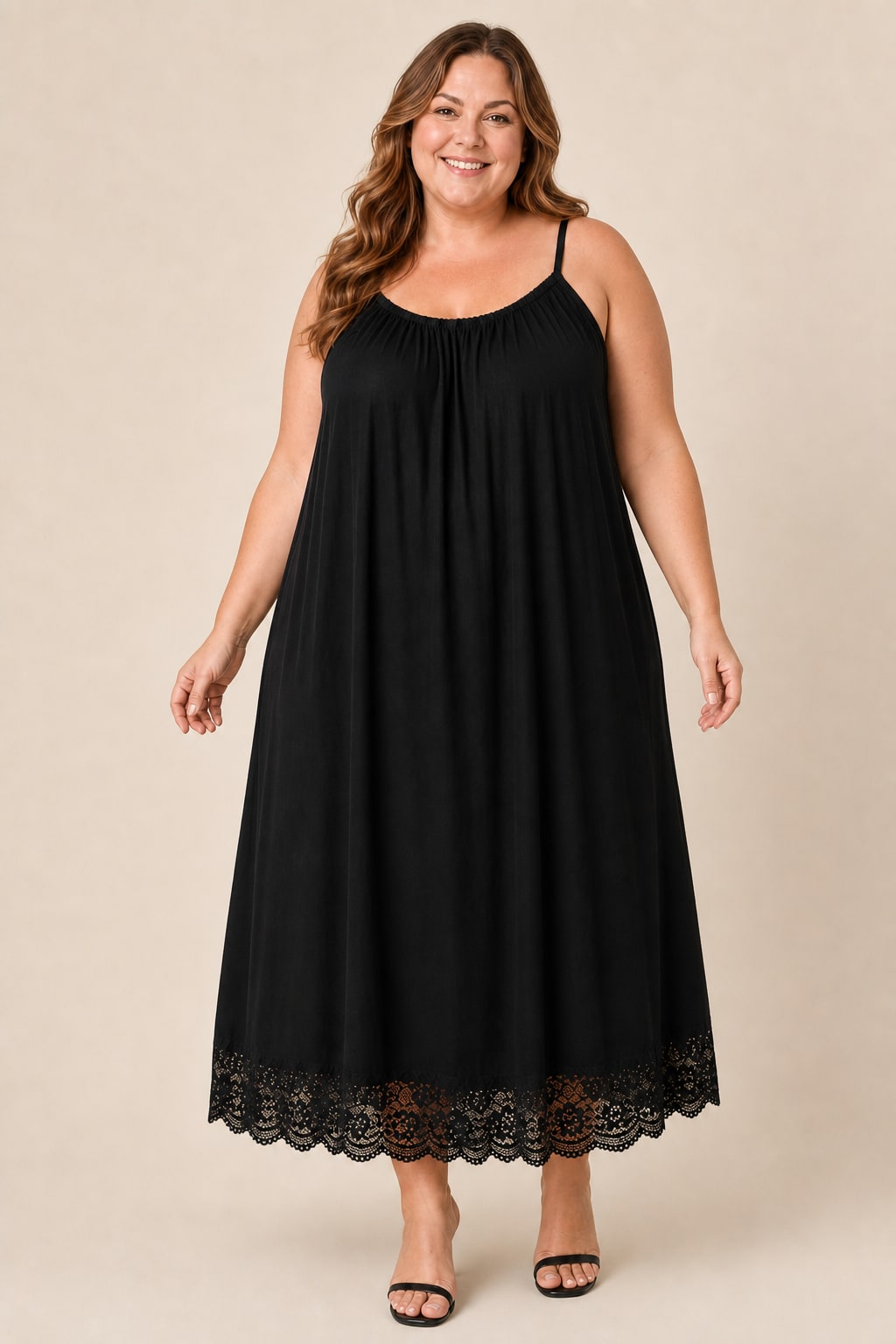 Robe grande taille fluide en viscose élastiquée coupe souple