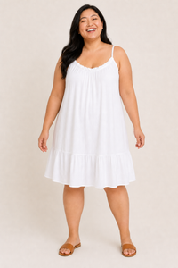 Robe grande taille à bretelles fluide en viscose coupe longue légère
