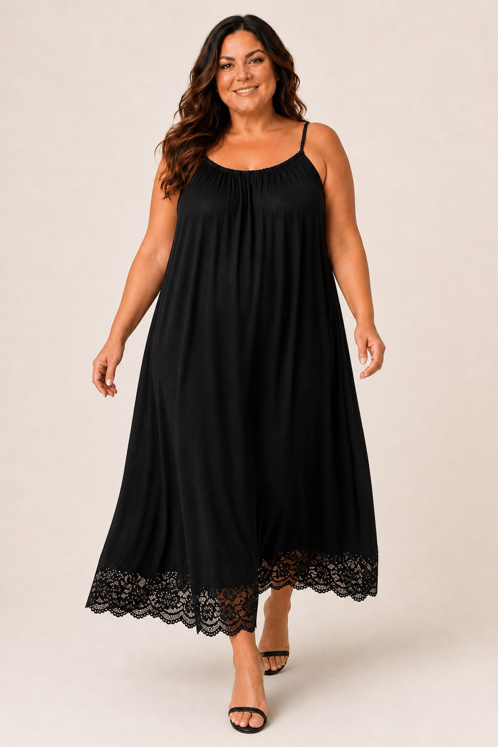 Robe grande taille fluide en viscose coupe souple à manches
