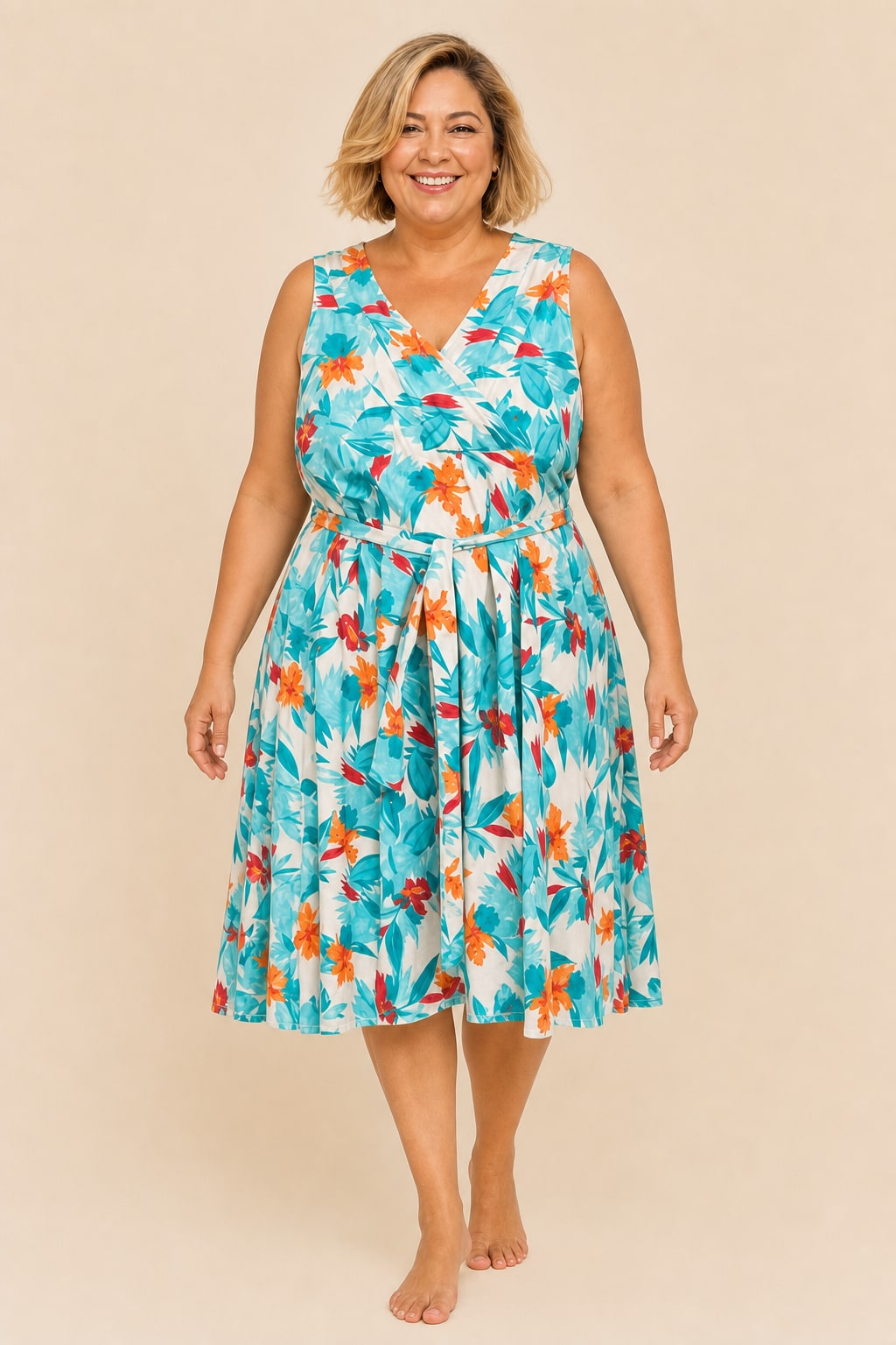Robe grande taille coupe évasée en viscose fluide légère