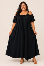 Robe grande taille longue en viscose fluide coupe élastiquée