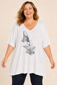 T-shirt grande taille fluide en viscose coupe décontractée manches courtes
