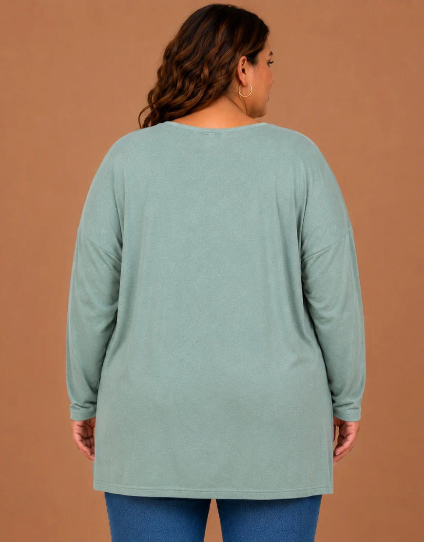 Pull Oversize  Manches Longues Col Rond Grande Taille